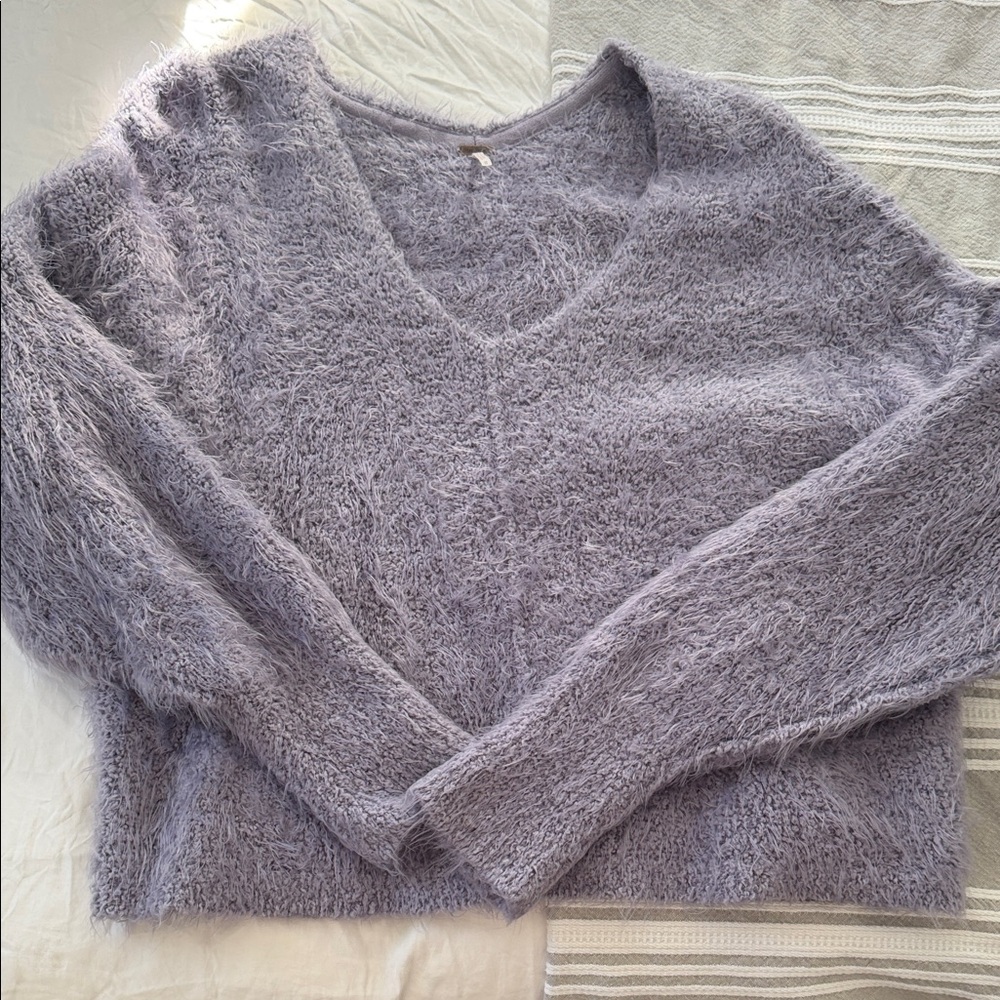 Free People Soft Lilac V-Neck Sweater